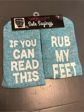 Pink Cookie Teal 'If You Can Read This Rub My Feet' Cozy Socks